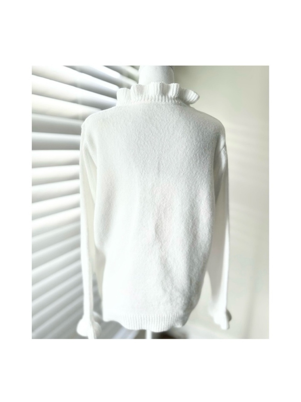 White Ruffle-Trim Button Sweater - Picture 5 of 6
